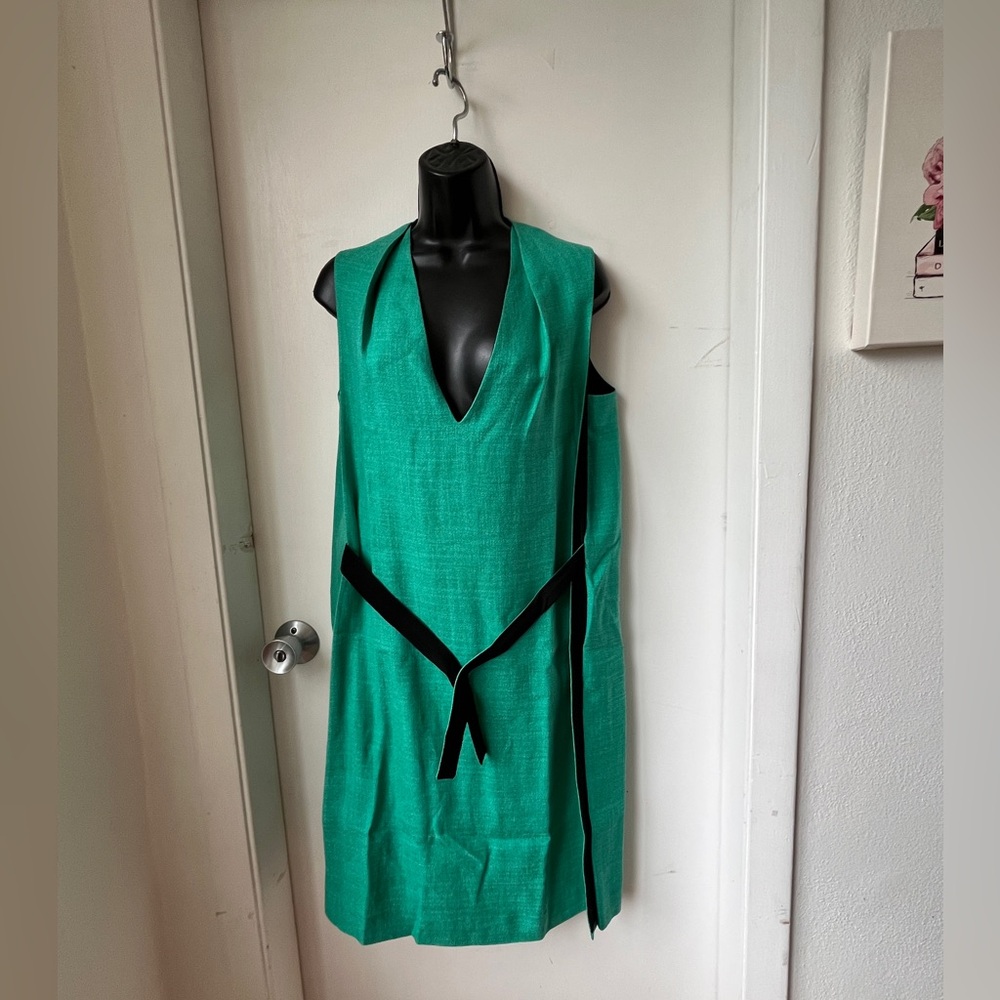 Balenciaga Green Sheath Mini Dress V-Neck Sleeveless size M - Picture 5 of 15